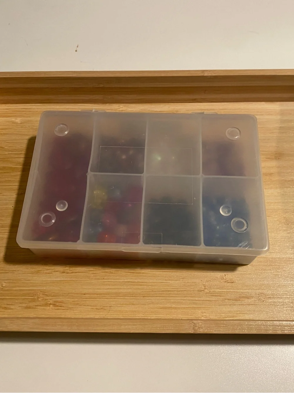 Clear Plastic Compartment Organizer Box - White/Clear FULL of vintage beads